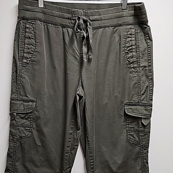 Supplies Women Pull On Drawstring Convertible Roll Up Capri/Long Hiking Pants 14 - Picture 3 of 12